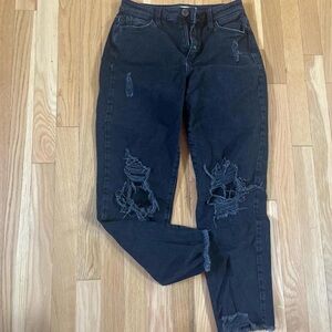SO Black Distressed Women's Ankle Jeans